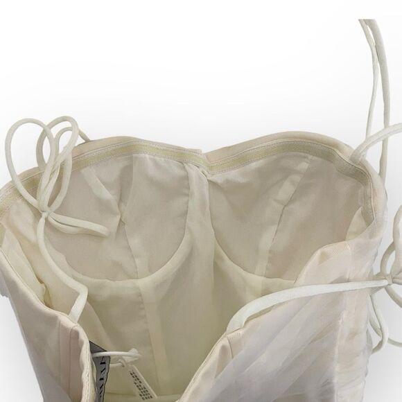 OHVIVI Off-White Applique See Through Tulle Prom Formal Dress Cherry Blossom - Picture 12 of 16